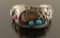 Sterling, Turquoise & Coral Bear Claw Cuff