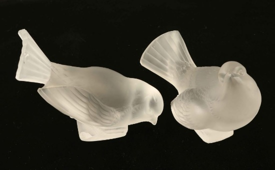 Pair of Lalique Glass Birds