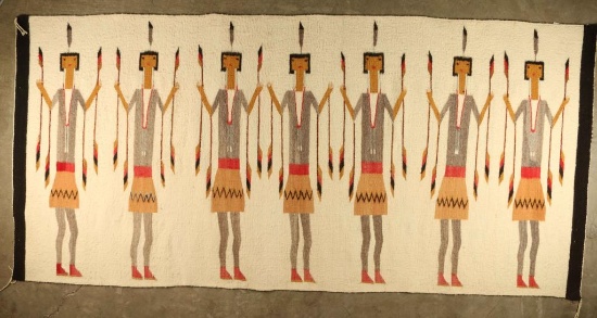 Navajo 7 Figure Yei Textile Weaving