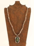 Navajo Old Pawn Sterling Beads & Turquoise Pendant
