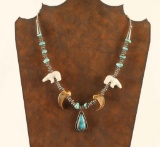 Turquoise & Bear Claw Fetish Necklace