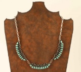 Vintage Navajo Made Turquoise & Silver Necklace