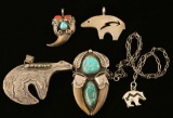 Lot of 5 Bear and Bear Claw Pendants