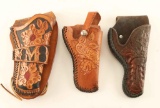Lot of 3 Tooled Leather Holsters