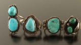 Lot of 4 Old Pawn Tuquoise & Sterling Silver Rings