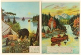 Lot of 2 Litho Prints for Calendars