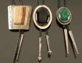 Lot of 3 Sterling & Stone Bolo Ties