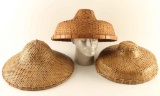 Lot of 3 Vintage Woven Chinese Hats