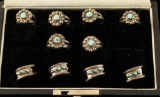 Lot of 10 Sterling & Turquoise Rings