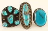 Lot of 3 Sterling & Turquoise Rings