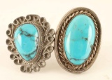 Lot of 2 Sterling & Turquoise Rings