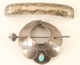 Lot of 2 Navajo Sterling Silver Hair Accessories