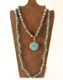 Lot of 2 Turquoise Nugget Necklaces