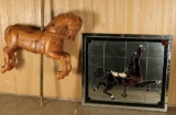 Antique Wooden Carousel Horse and Mirror
