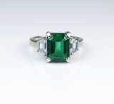 Beautiful 3.43 Carat Created Emerald Ring & White