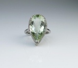 Amazing Green Amethyst & Diamond Ring