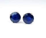 Captivating Large Blue Sapphire Stud Earrings