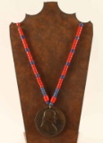 Beaded Necklace with Peace Medal