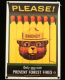 Repro Smokey the Bear Advertising Sign