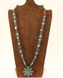 Beaded Necklace with Snowflake pendant