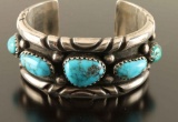 Vintage Old Pawn Navajo Sterling & Turquoise Cuff