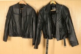 Lot of 2 Mens Black Leather Jackets
