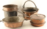 Lot of Antique Copper Kitchen Pots