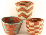 (3) Large Southwest Olla Shaped Baskets