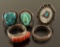 Lot of 5 Sterling Silver Native American Rings