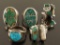 Lot of 5 Turquoise Sterling Silver Rings