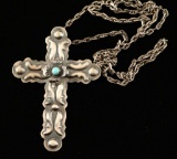 Sterling Silver & Turquoise Cross by Tim Yazzie