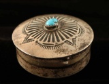 Sterling Silver & Turquoise Pillbox