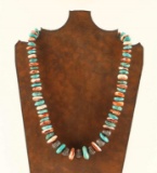 Heavy Spiny Oyster & Turquoise Beaded Necklace