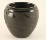 Vintage San Ildeonso Blackware Pottery Vase