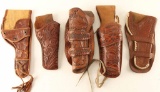 Lot of 5 Tooled Leather Holsters