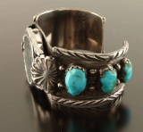 Old Pawn Navajo Sterling & Turquoise Watch Cuff