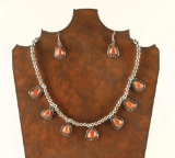 Navajo Apple Coral & Sterling Necklace Set