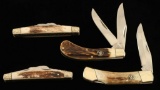 Collection of 4 Stag Handled Pocket Knives