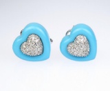 Eye Catching Diamond & Turquoise Earrings