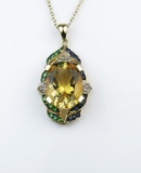 Designer Inspired Citrine & Fine Gem Pendant