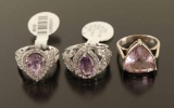 Lot of 3 Amethyst Rings