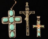 Lot of 3 Sterling Silver Crosses