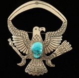 Sterling Silver & Turquoise Eagle Pin