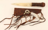 Replica Bone Knife with Buckskin Sheath