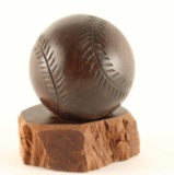 Mesquite Hand carved Baseball and Stand