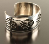 Navajo Overlaid Silver Bear Paw Cuff by Rosco