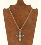 Sterling Silver & Turquoise Cross Pendant