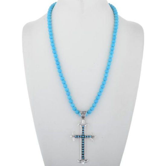 Sleeping Beauty Turquoise Navajo Cross