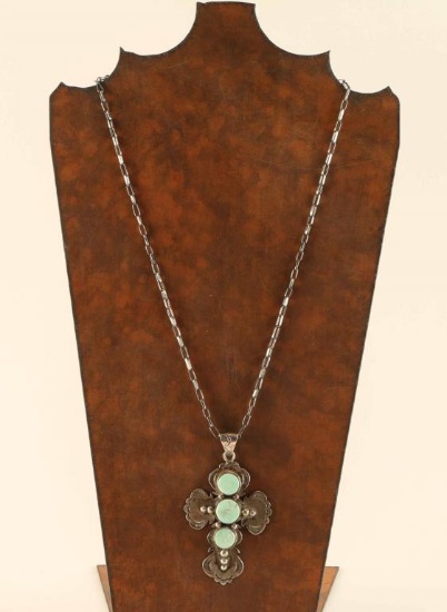 Sterling Silver & Turquoise Cross Pendant