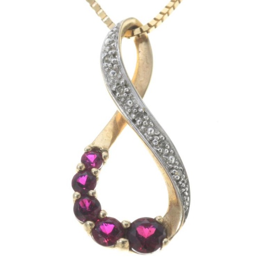 Ladies Gold Red Ruby Diamond Necklace